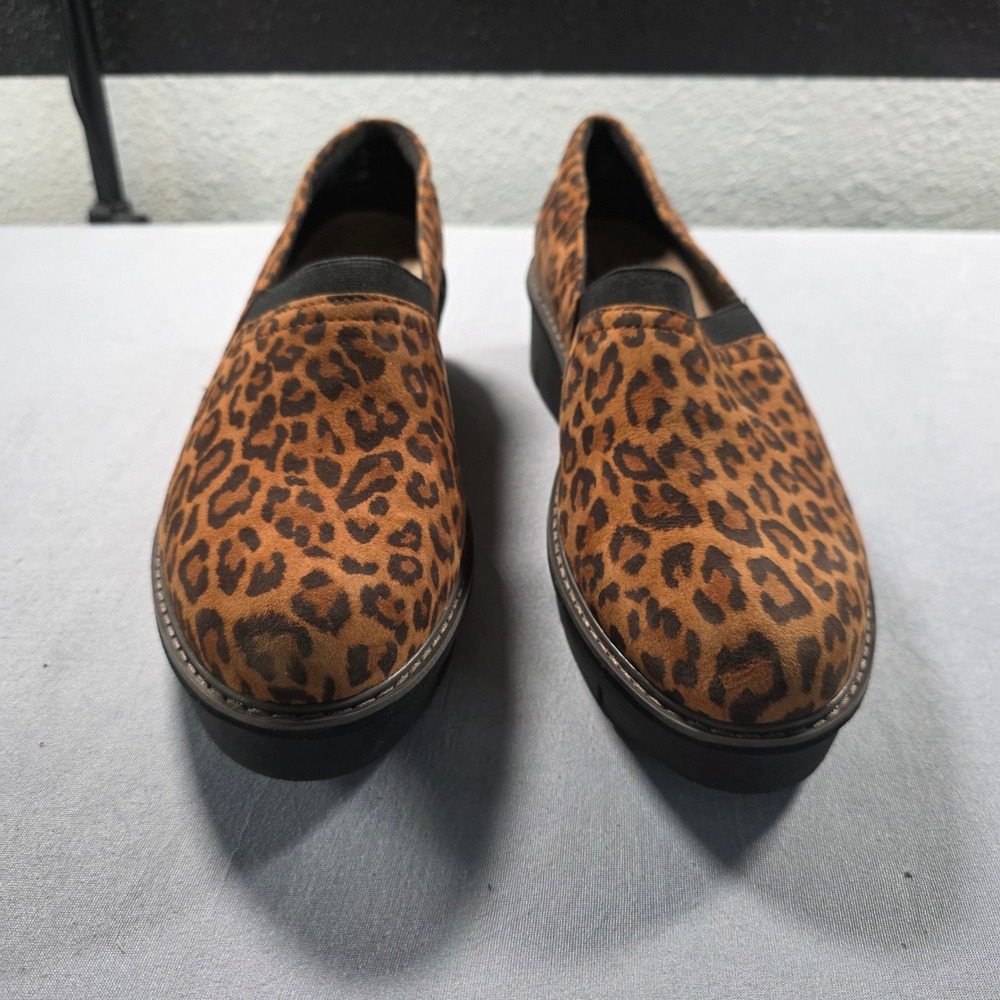 Clarks Collection Leopard Print Platform Loafers Brown Black Womens 11 (12 M)*